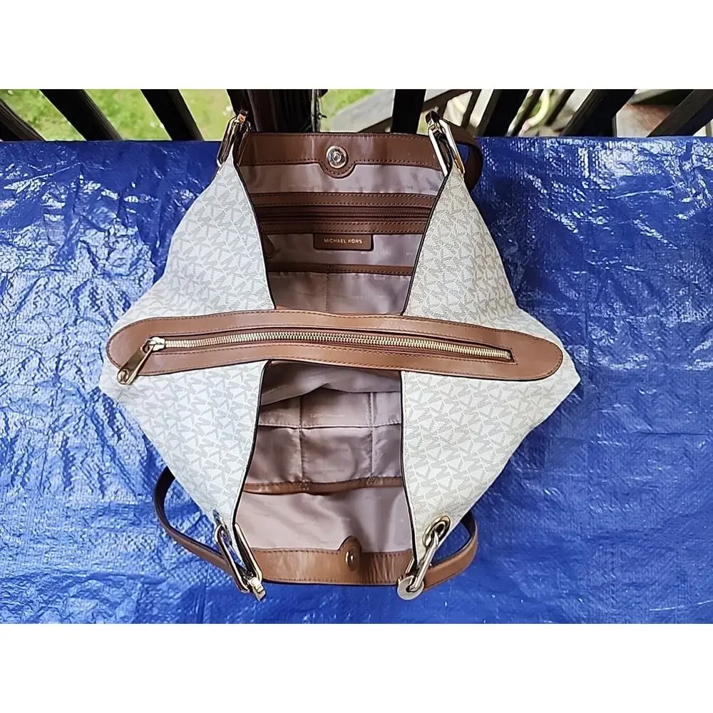Michael Kors Canvas Handbag Tote Ivory 
